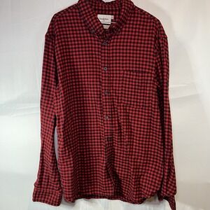 Men's Goodfellow Red‎ and Black Check Flannel Button Down Shirt Size XL Buffalo